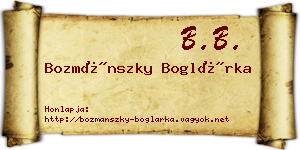 Bozmánszky Boglárka névjegykártya